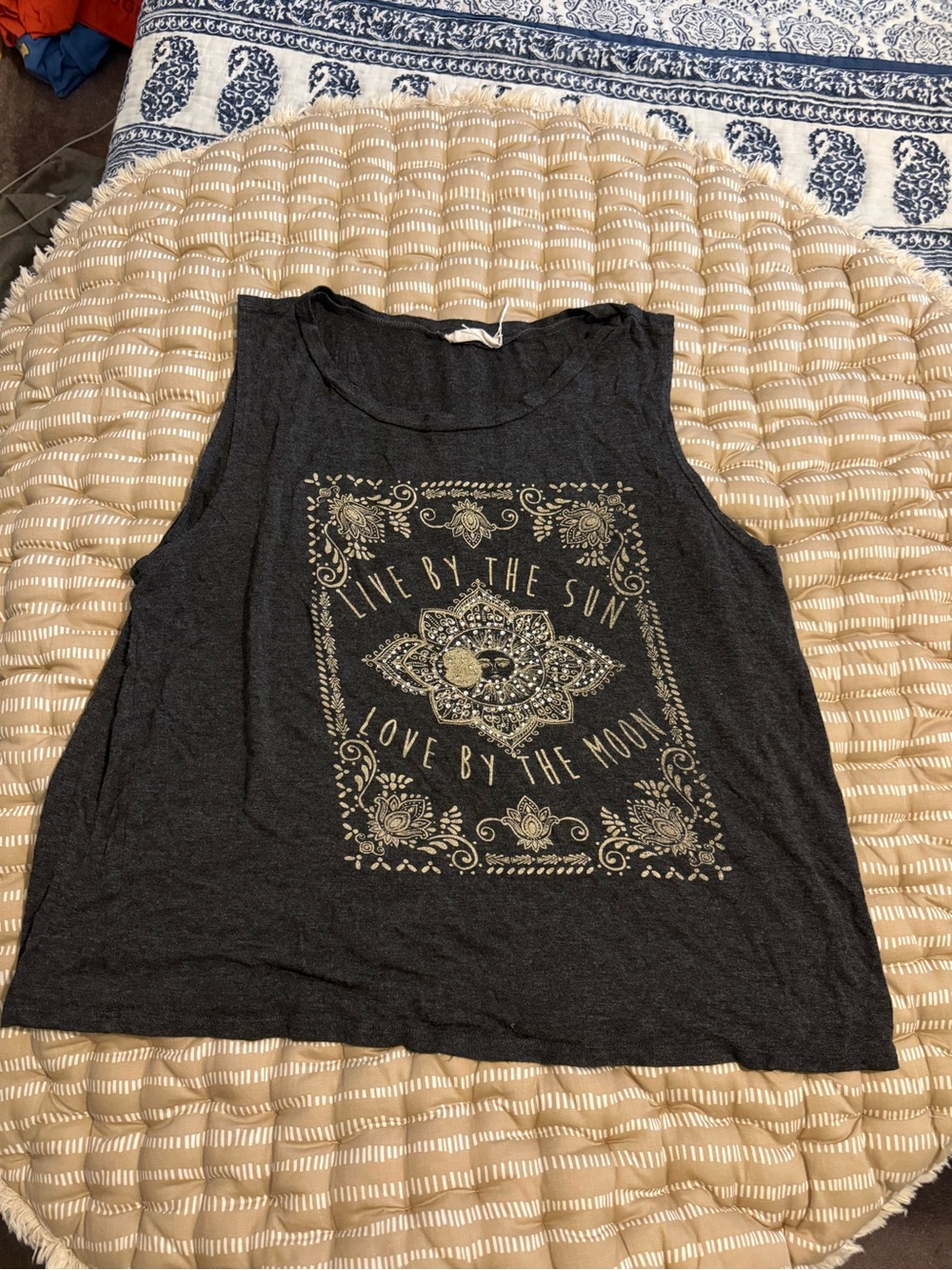 Live by the Sun Graphic Tank Top - Dark Gray